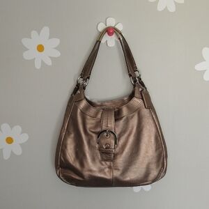 Coach Soho Bronze Metallic Full-Grain Cowhide Leather Shoulder Bag